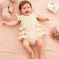 thumbnail image 4 of Baby Onesies Girl Newborn Outfits Baby Girl Clothes Summer Fly Sleeve Floral Embroidery Romper Ruffle Bodysuit Jumpsuit One-Piece, 4 of 7