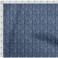 thumbnail image 4 of Soimoi Floral Printed, Cotton Fleece, Fabric by The Yard Sewing DIY Stretch Fabric 56 Inches Wide, WarmFabric for Hats, Coats, Gloves, Blankets, Navy Blue, 4 of 5