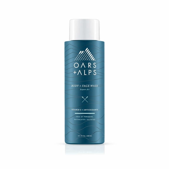 Oars   Alps Mens Moisturizing Body and Face Wash, Skin Care Infused with Vitamin E and Antioxidants, Sulfate Free, Aspen Air, 1 Pack