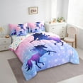 thumbnail image 3 of Manfei Animal Unicorn Bedding Comforter Set 7 Pieces for Girls Female,Dreamy Princess Full Bedding Set Lightweight,Gradient Galaxy Universe Fitted Sheet Flat Sheet,Microfiber Bedroom Decor, 3 of 8