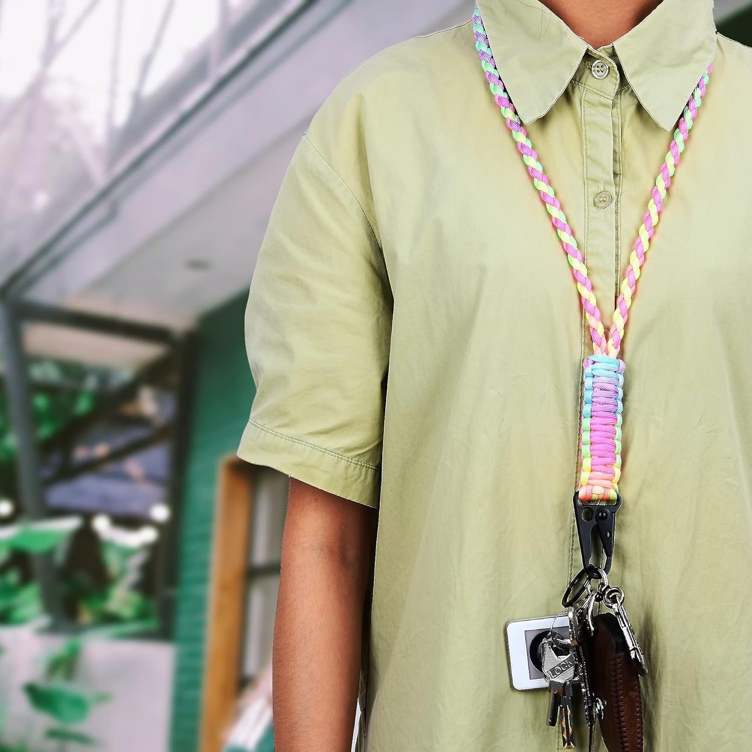 Heavy Duty Paracord Lanyard , Paracord Necklace Cell Phone  Whistles Wrist Braided Strap