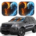 thumbnail image 6 of Kdxio Red And Blue Fire Skull Warrior Print 2-Piece Sun Shade Front Windshield - Foldable Car Front Window Sunshades for Most Sedans SUV Truck, 6 of 6
