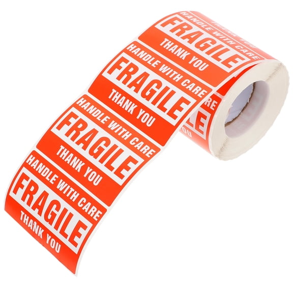 Pretyzoom Red Fragile Stickers Shipping Labels Self Adhesive for Home Use Packaging and Transport