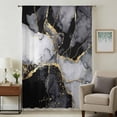 thumbnail image 2 of Black Grey Marble Semi Sheer Curtains Drapes for Living Room, Bedroom, French Doors Window 54 Inches Long, Modern Gradient Abstract Aesthetic Rod Pocket Chiffon Curtain Drapery Voile Draperies Panel, 2 of 8