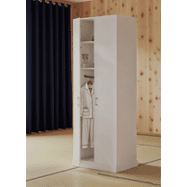 Michael 29.5" White Armoire Cabinet – 2-Door Wardrobe with Adjustable Shelf & Hanging Rod for Clothes, Bedroom, or Entryway