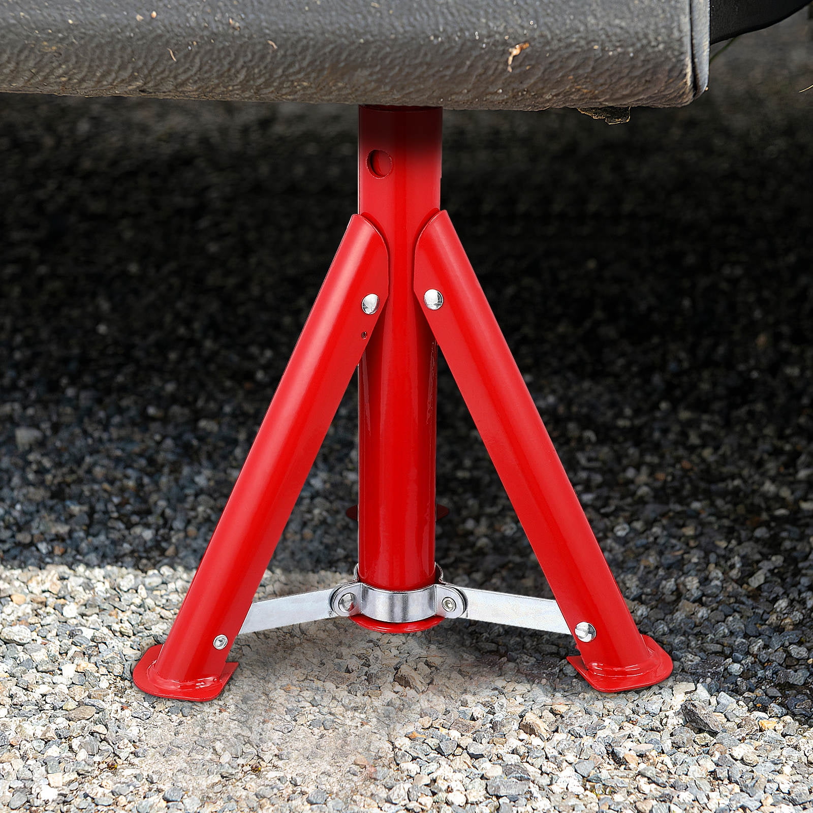 BESTONZON 2Pcs Trailer Jack Stands Red Adjustable 3 Ton Capacity Heavy Duty Tool