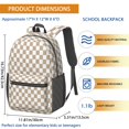 thumbnail image 3 of Brown and White Checkered Pattern 17" School Backpacks for Teens,Waterproof Oxford Fabric,S-Shape Padded Straps for School,Travel,Hiking,Camping, 3 of 6