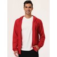 thumbnail image 3 of Sudadera con capucha para hombre, con cremallera completa, manga larga, ligera, sólida, deportiva, con capucha rojo M Unique Bargains Sudadera, 3 of 6