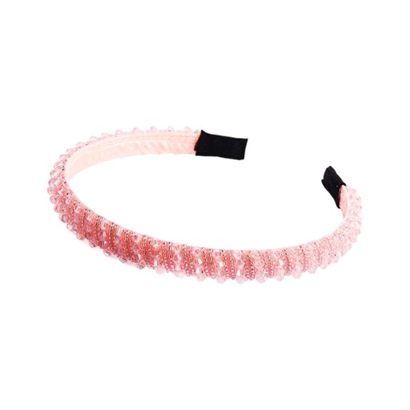 Wdgfv Rhinestone Headbands for Women Girls, Fashion Sparkly Beaded Hair Fancy Dressy Headbands Hair Accessories Bling Padded Hairs Bands for Women Girls Pink One Size