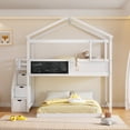 thumbnail image 3 of Euroco Twin over Full House Bunk Bed with Storage Staircase and Writting Blackboard for Kids Teens Bedroom, Moverable Lower Bed, White, 3 of 22