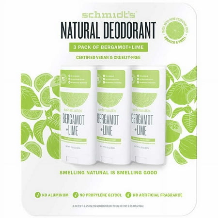 Schmidt's Natural Deodorant Bergamot + Lime 3-pack 3.25 oz (92g) Each