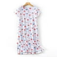 thumbnail image 3 of Plus Size Nightgown Knitted Cotton Sleepwear Short Sleeve Round Neck Home Dress, 3 of 5