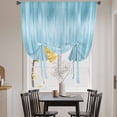 thumbnail image 3 of Teal Blue Tie Up Curtains 45 Inches Long, Kitchen Window Curtains Over Sink, Modern Abstract Art Ombre Striped Small Window Curtains Shade Balloon Curtains Valances for Bedroom/Cafe 34"x45", 3 of 8