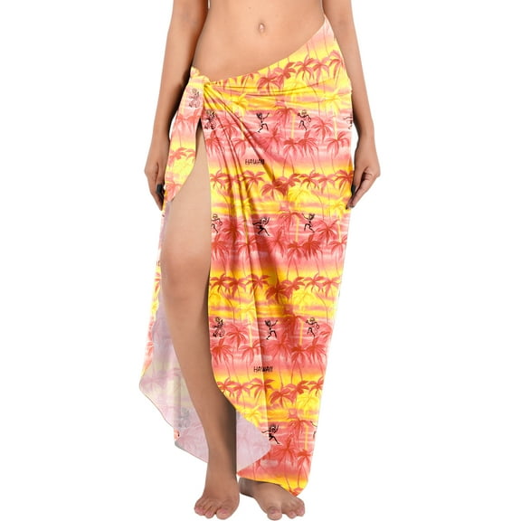 HAPPY BAY Women's Coverups Bikinis Swim Cover up Swimwear Beach Wraps Beachwear Summer Vacation Long Sarong for Women One Size Maroon, Palm Tree