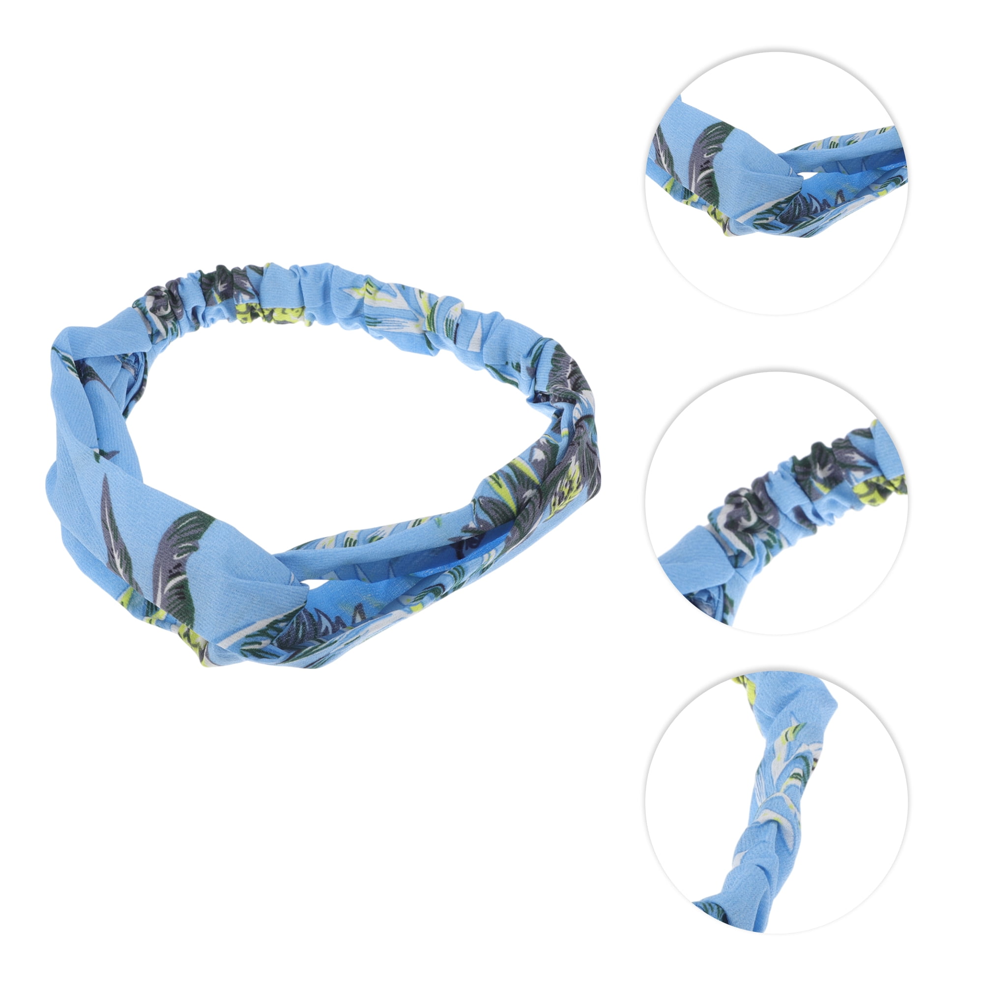 Unique Bargains Fashion Pineapple Pattern Cross Elastic Hairband 1 Pc Blue