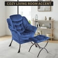 thumbnail image 4 of Sofá Perezoso Moderno con Reposapiés, Silla Sofá Perezosa con Respaldo Ajustable y Tapizado de Terciopelo Holandés Suave, Sillón Cómodo para Sala de Estar, 4 of 16