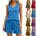 thumbnail image 5 of FAIWAD Womens Pajama Sets 2 Piece Short Set Sleeveless V Neck Tank Top and Shorts Lounge Clothing, 5 of 8