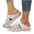 thumbnail image 4 of LOVZFMLL Wedge Sandals for Women 2025 Summer Slip On Open Toe Slides Sandals with Arch Support for Casual Outdoor Beach Vacation Comfort Walking Shoes White 5.5, 4 of 7