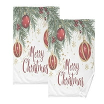 joogoo 2 PCs Hand Towels Sets Merry Christmas Bell Cotton Face Towel Bathroom Decorative