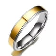 thumbnail image 5 of 4mm/6mm Gold Plated Bands 316L Stainless Steel Couple Rings Engagement Size 6-12, 5 of 8