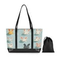 thumbnail image 7 of FORMRS Canvas Laptop Tote Bag for Women with 15.6" Computer Compartments Shoulder Handbag, Green Cute Rabbits, 7 of 7
