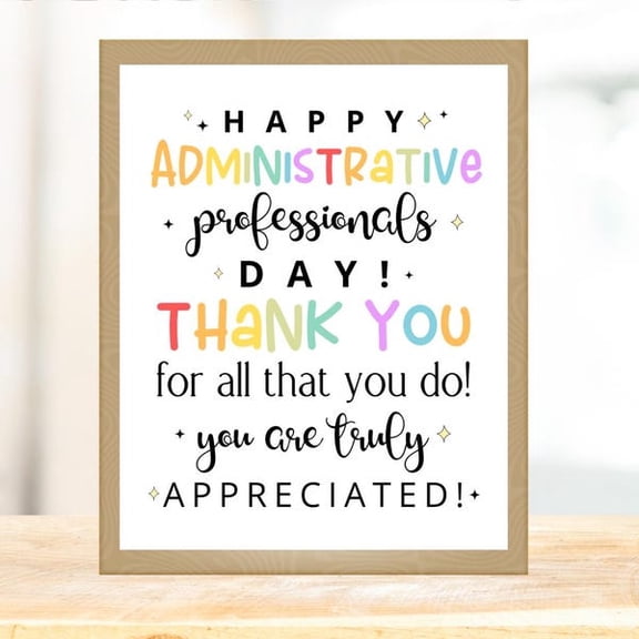 Admin Professionals Day Printable Poster, Unframed Paper Poster 8x10in