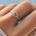 thumbnail image 5 of ievspot 1 Pcs Love Heart Rings for Friendship Geometric Hollow Peach Heart Engraved Letter Index Finger Rings, 5 of 6
