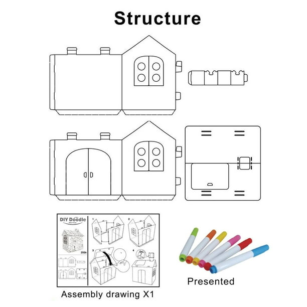 Bricolage grand carton à colorier artisanat créatif projet de maison de jeu  assembler et peindre des jouets éducatifs de 2,2 pieds de haut pour les  enfants de 2,3,4,5,6,7,8 ans 