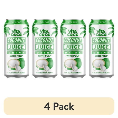 (4 pack) Vita Coco Coconut Juice, Original with Pulp, 16.5 fl oz