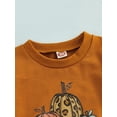 thumbnail image 3 of Bmnmsl Kids Set Pumpkin Letter Crew Neck Long Sleeve Tops Flared Pants, 3 of 6