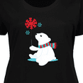 thumbnail image 4 of Inktastic Polar Bear With A Scarf, White Bear, Snowflakes Women's Plus Size T-Shirt, 4 of 5