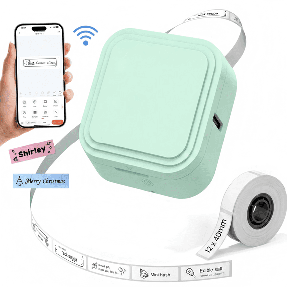 Phomemo Label Maker Machine with Tape, D32 Label Printer, Wireless Mini Label Makers with Multiple Templates for School Office Home