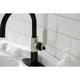 thumbnail image 4 of Kingston Brass KSD2236KL Whitaker One-Handle Single-Hole Bathroom Faucet with Deck Plate and Push Pop-Up Drain, Matte Black/Polished Nickel, 4 of 7