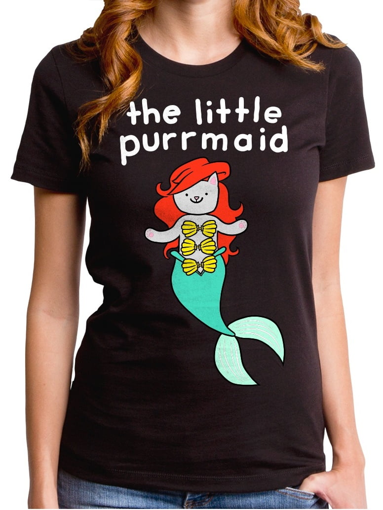 The Little Purrmaid Juniors Black Shirt - Walmart.com