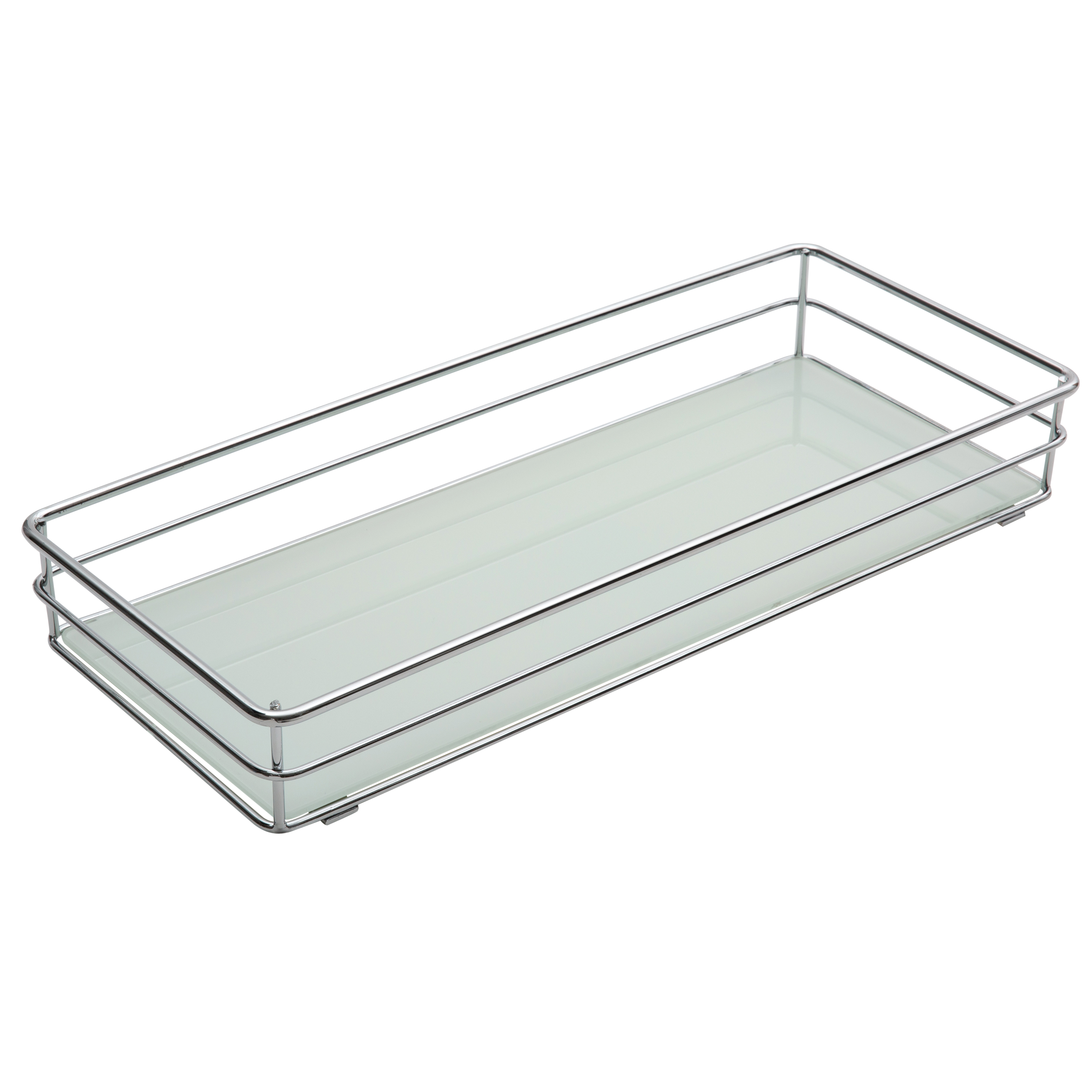 ELLE Paris Limoges Collection Metal Freestanding Vanity Tray Chrome