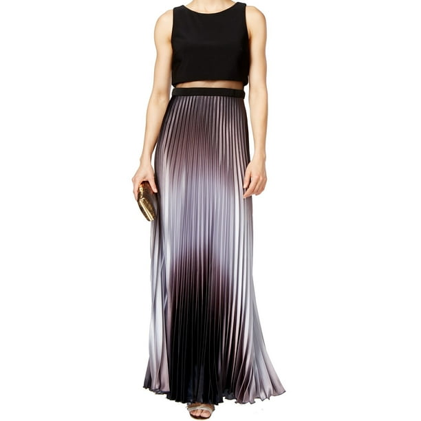 betsy and adam printed pleated gown