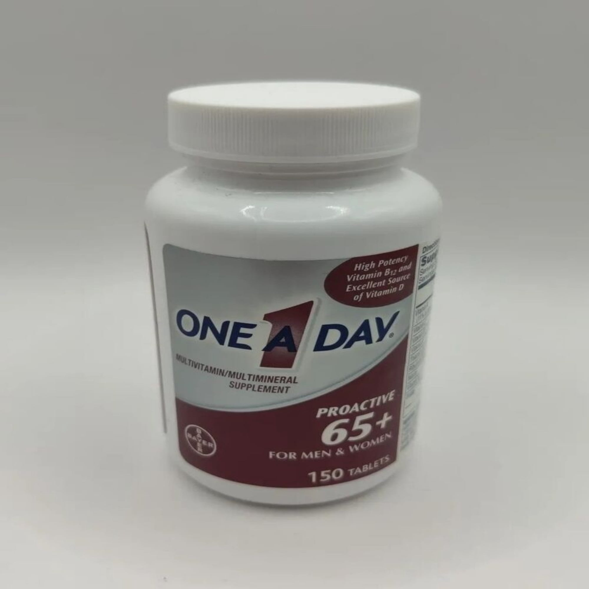 One A Day Proactive 65+, Mens & Womens Multivitamin, Supplement with Vitamin A, Vitamin C, Vitamin D, and Zinc for Immune Health Support*, Calcium, Folic Acid & more, Tablet 150 Count