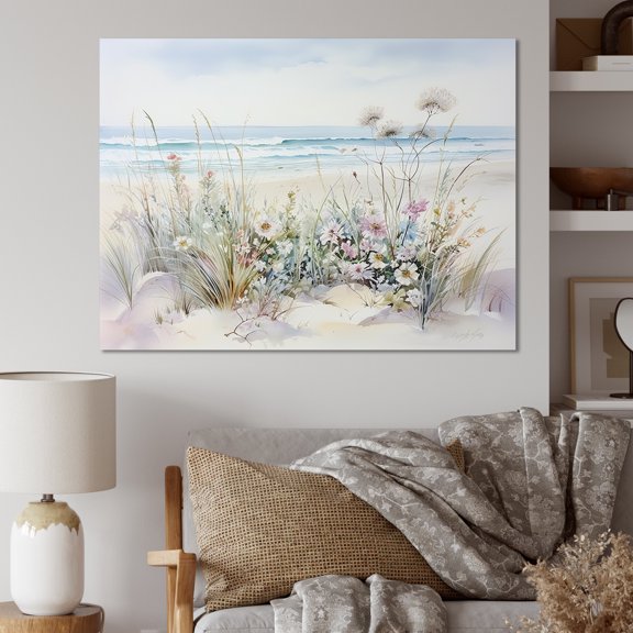 Designart "Seaside Wildflower Beauty II" Wildflowers Wall Decor