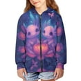 thumbnail image 3 of Uourmeti Rose Galaxy Purple Axolotl Comfy Hooded Sweatshirt for Girls Long Sleeve with Pockets Trendy Casual Loose Fall Top Size 10-12, 3 of 7