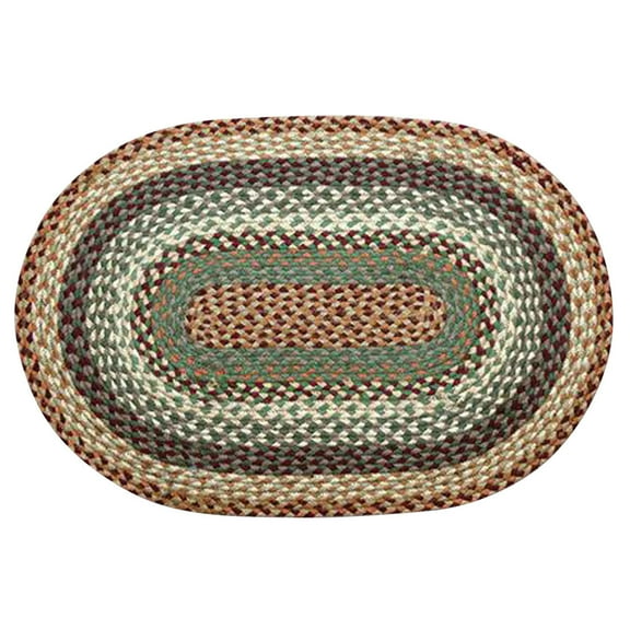 Home Indoor Decorative Jute C-413 Buttermilk, Cranberry Oval Braided Rug 3'x5'