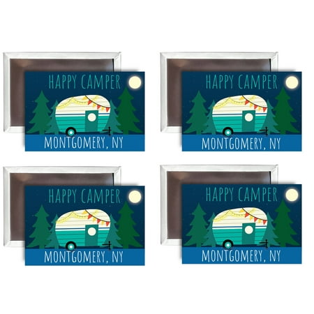 

Montgomery New York Souvenir 2x3-Inch Fridge Magnet Happy Camper Design 4-Pack