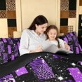 thumbnail image 5 of Manfei Fashion Leopard Print Twin Bedding, Tribal Animal Print Bedding Comforter Set, Black Purple, Black Reversible, 7 Pieces, 5 of 6