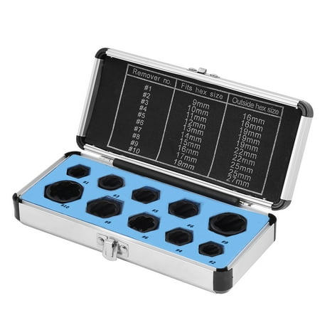 Ashata 11pcs Set 9 19mm Damaged Nut Bolt Remover Stud Extractor