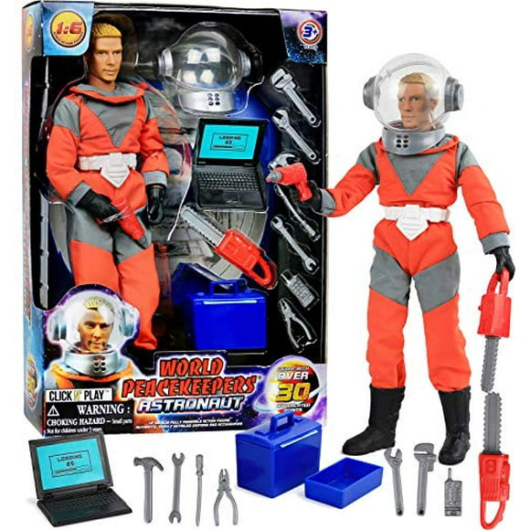 Click N Play 12" Astronaute Figurine d'Action Espace Exploration Playset avec Accessoires.