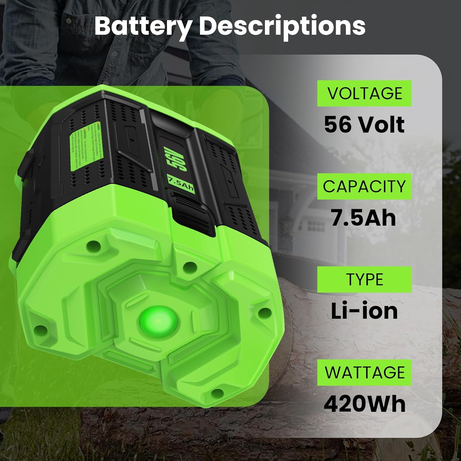 2PACK 56V 7.5Ah Replacement EGO Batterty Compatible with EGO 56V Battery BA5600T BA2800T BA2800 BA4200T BA4200