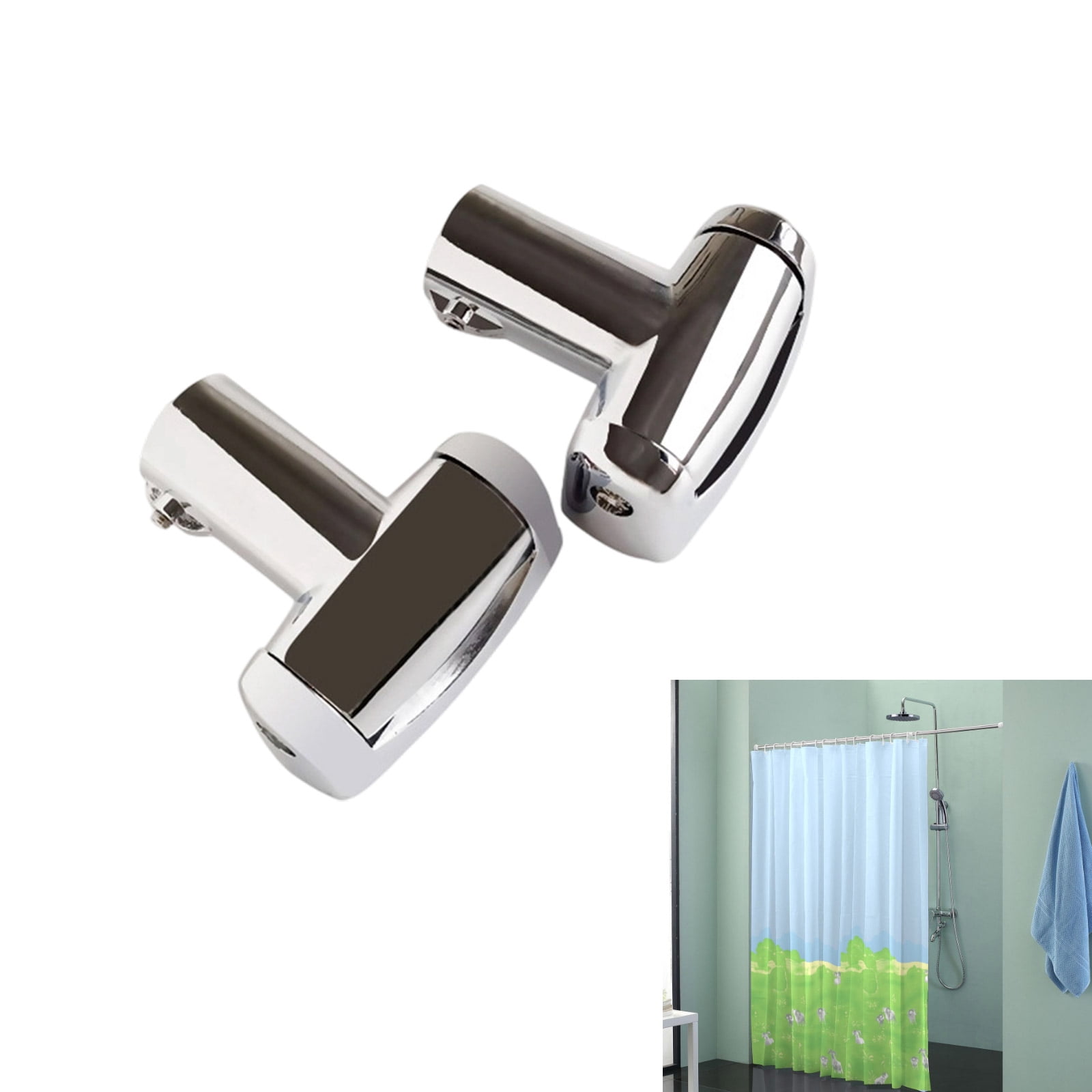 25mm Zinc Alloy Curved Shower Rod, Tool-Free Installation Bracket, Space Saving Bathroom Hook Design