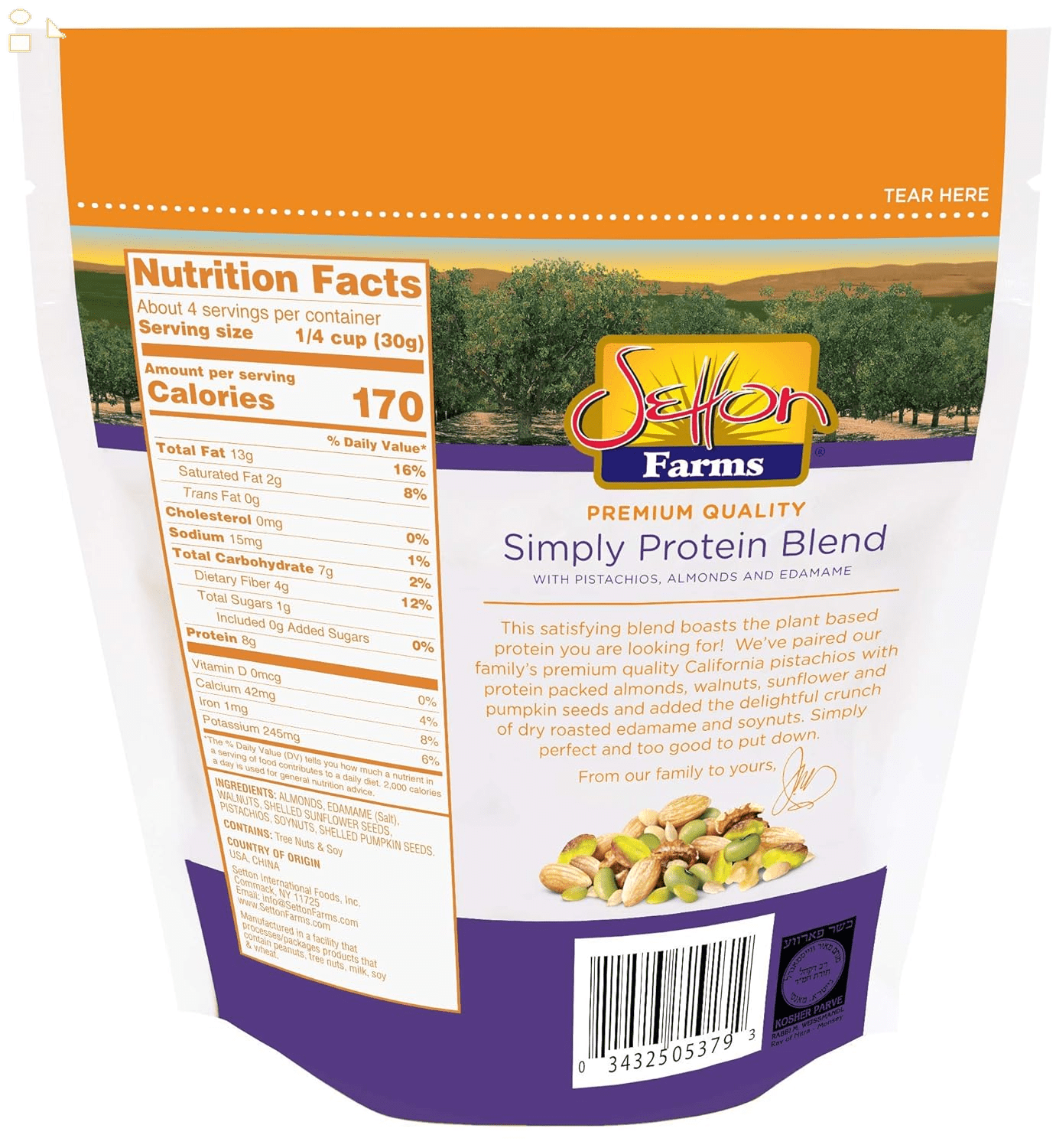 Setton Farms Simply Protein Blend, 4 oz Bag, 10/Carton