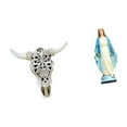 thumbnail image 6 of CoudarTitie Resin Cow Head Sculpture Wall Decor Statue Ornament Featuring Unique Pattern Design And Mary Figurine Suitable for Living Room Bedroom Corridor, 6 of 8