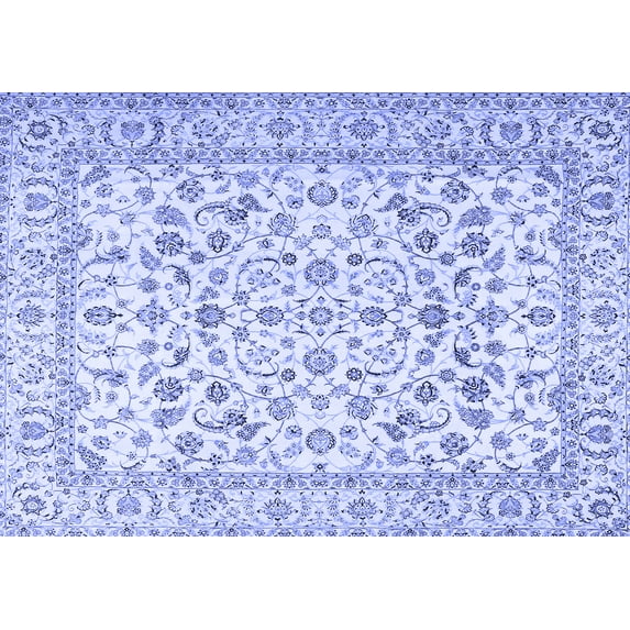 Ahgly Company Machine Washable Indoor Rectangle Persian Blue Traditional Area Rugs, 6' x 9'