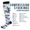 thumbnail image 2 of FORMRS Womens Knee High Socks Casual Long Thick Travel Daily Wear, 1 Pair, Dark Blue Hand Drawn Sailboats, 2 of 6